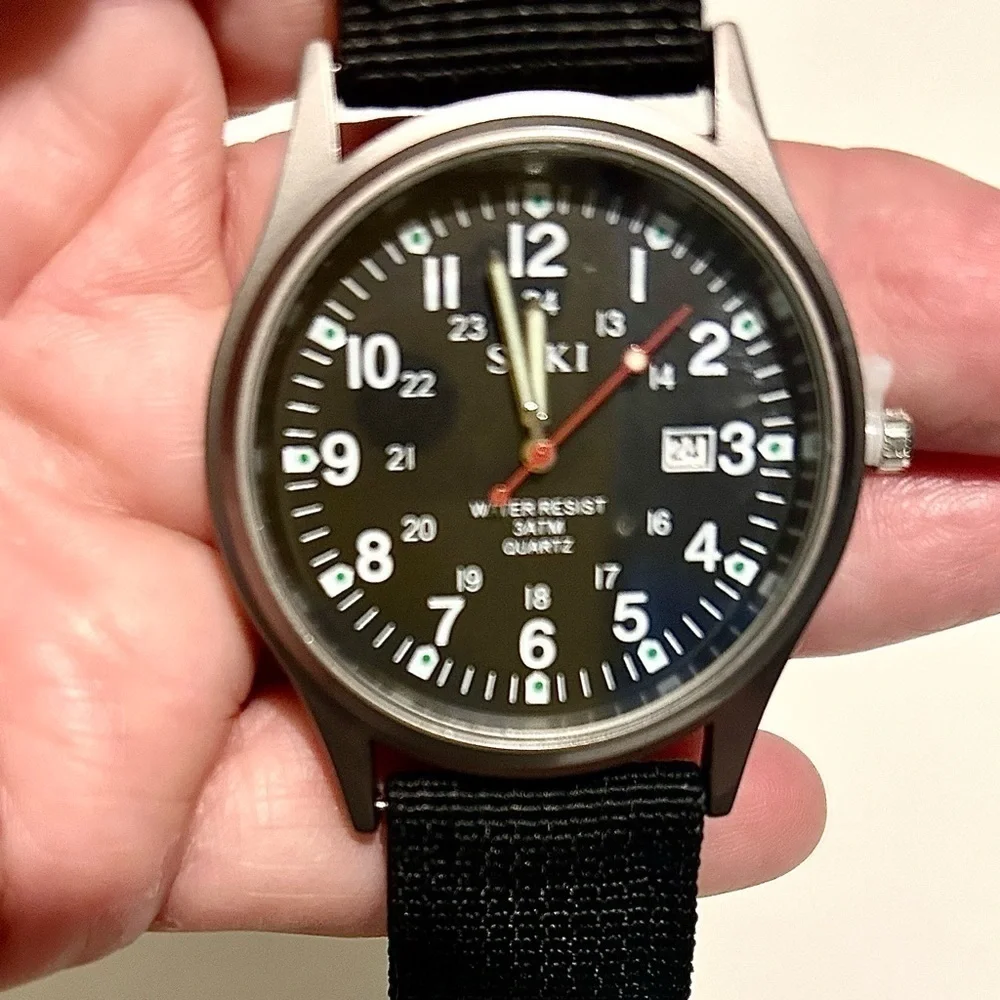 SOKI Men’s Black Analog Quartz‎ Date Display Military Watch. New